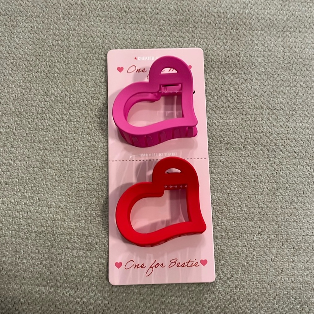 Women's Heart Clip Set - Red + Pink NWTS